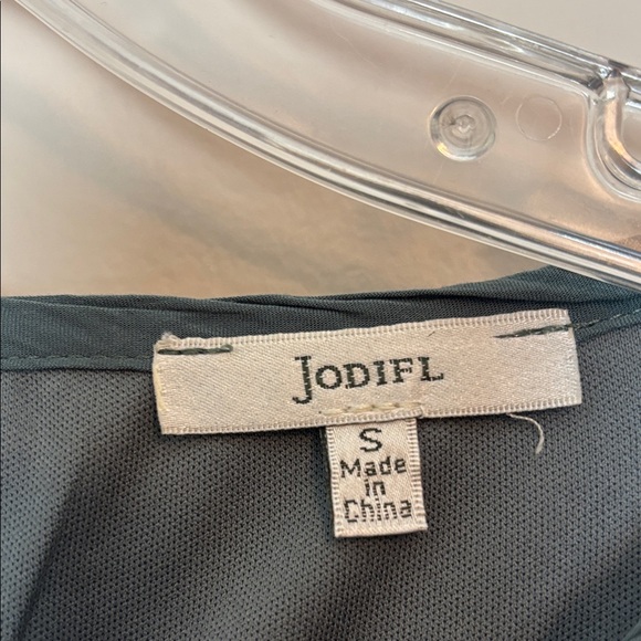 JODIFL Elegant Teal Dress Sz Small Lined Embroidered Details Rayon - Picture 2 of 10